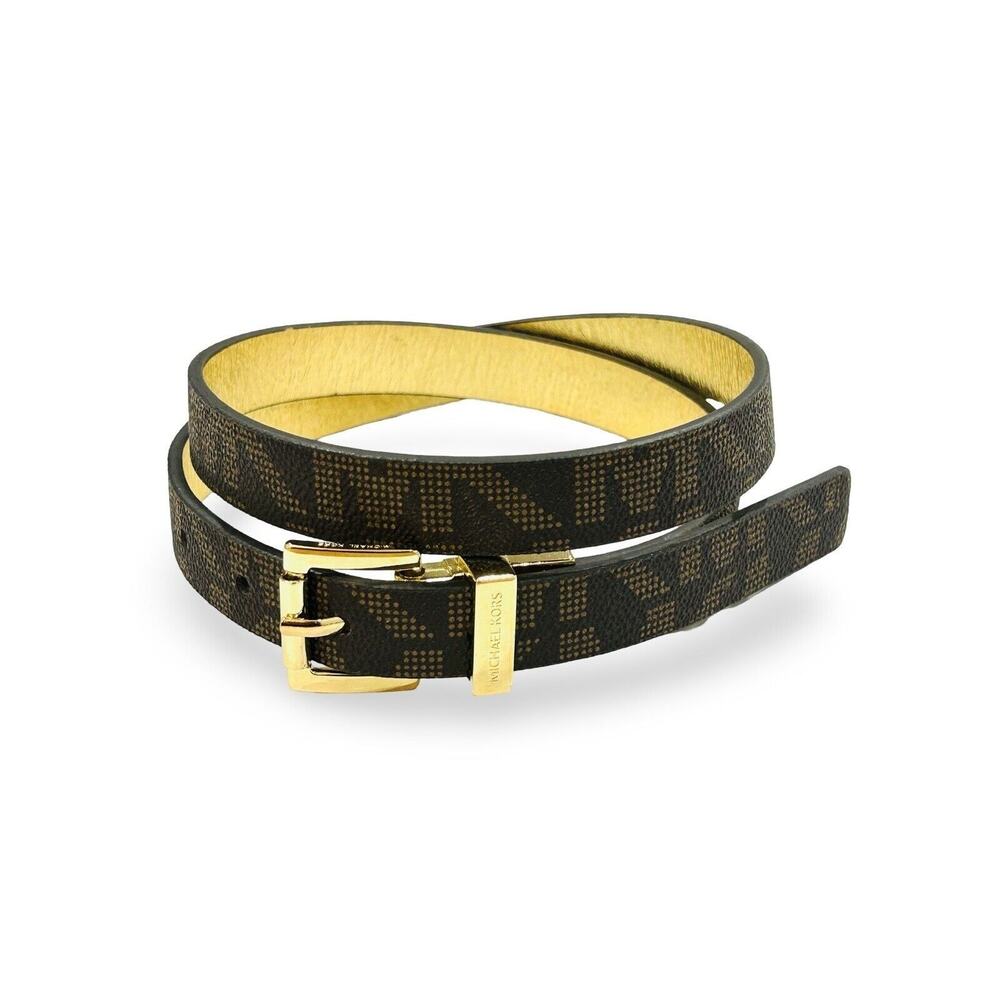 Michael Kors Skinny Belt Womens Size 28 - 29 Brown & Gold Reversible Signature